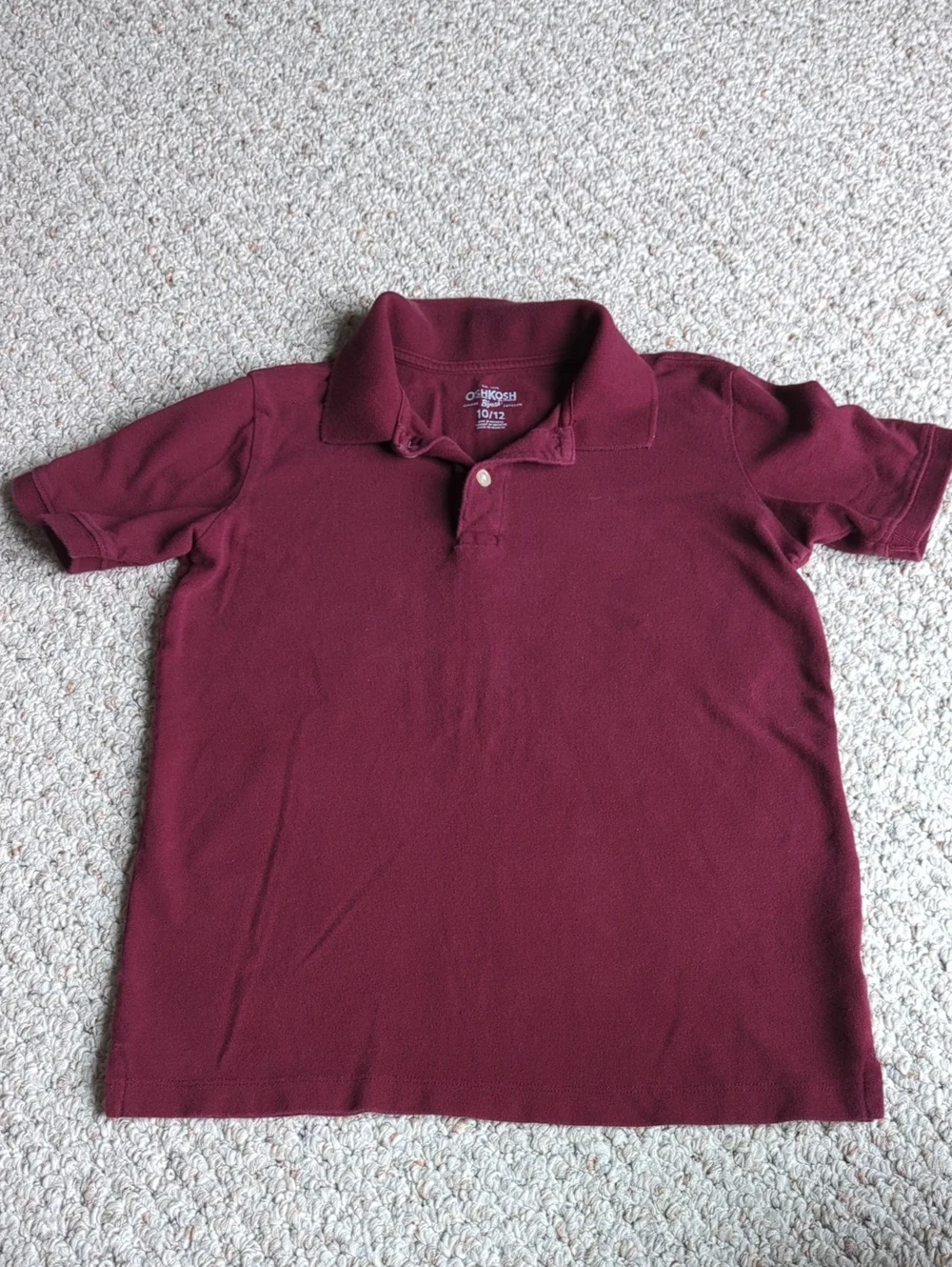 OshKosh B'gosh Boys Collar Polo Shirt - Wine Red Maroon Size 10/12